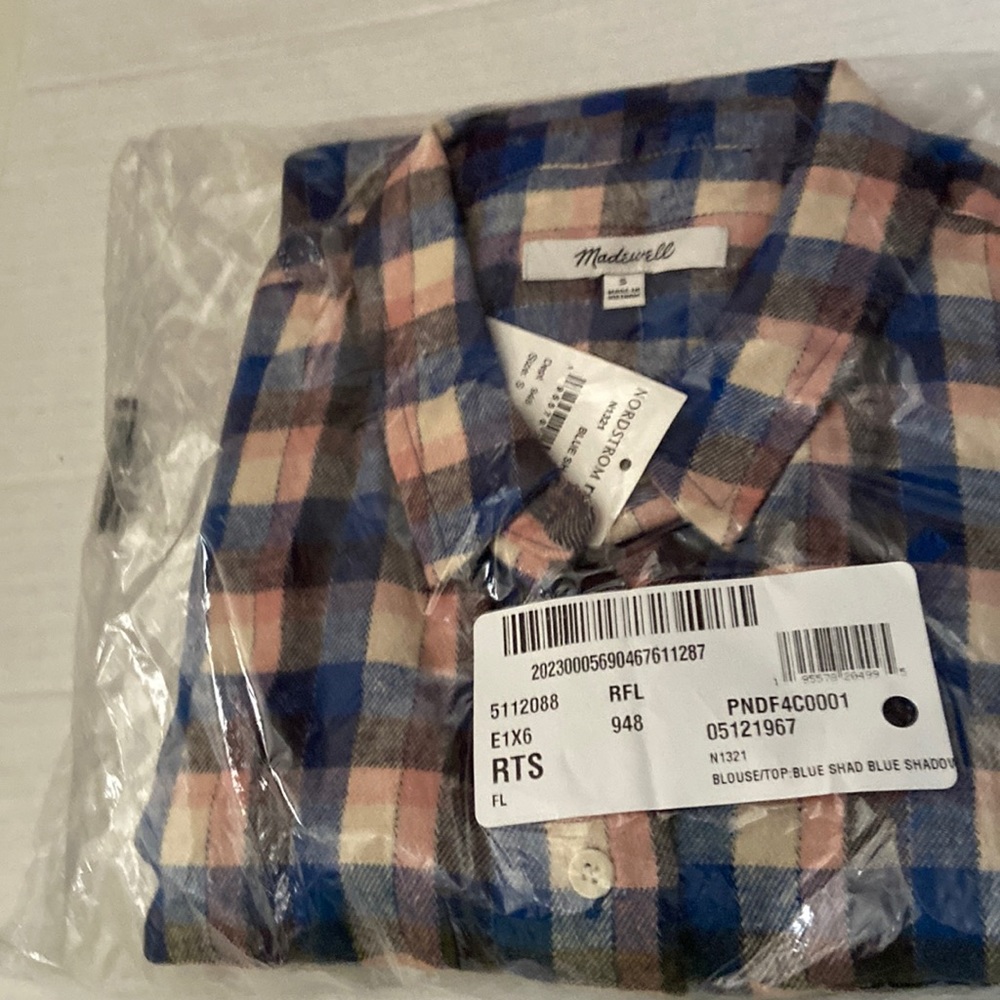 Madewell tie front cotton plaid shirt